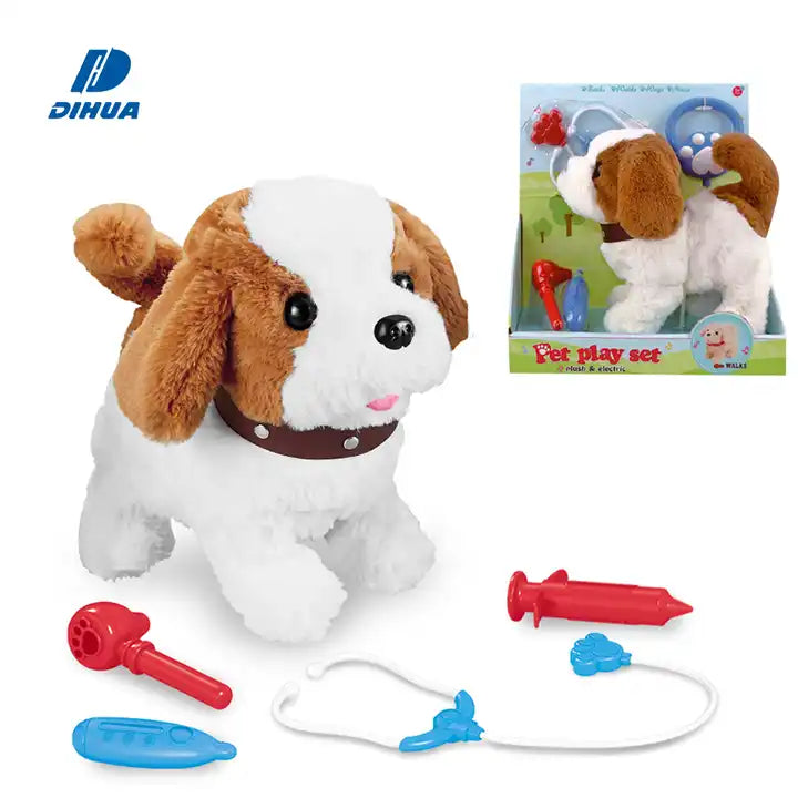 Battery Operated Cute Plush Puppy  Walking Barking Musical Toy 