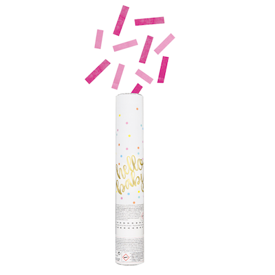 Unique Hello Baby Pink Confetti Cannon 30cm