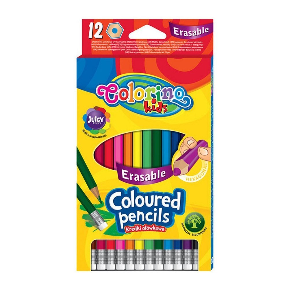 Erasable Coloured Hexagon Pencil Colours X12