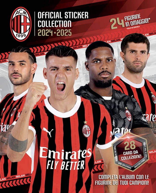 Official Milan Album Stickers 2024/2025 - 1 Pkt X 25 Stickers