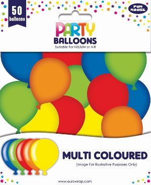 Party Latex Balloons Multi Coloured X50Pcs