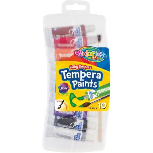 Tempera Paints + Brush X10 Colours