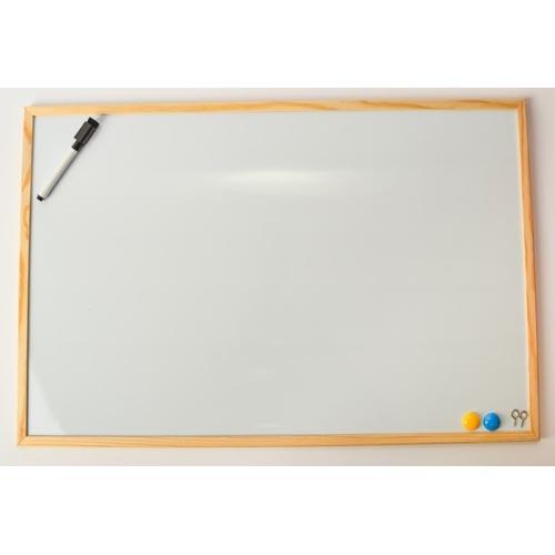 Whiteboard Magnetic Wooden Frame 60X90Cm