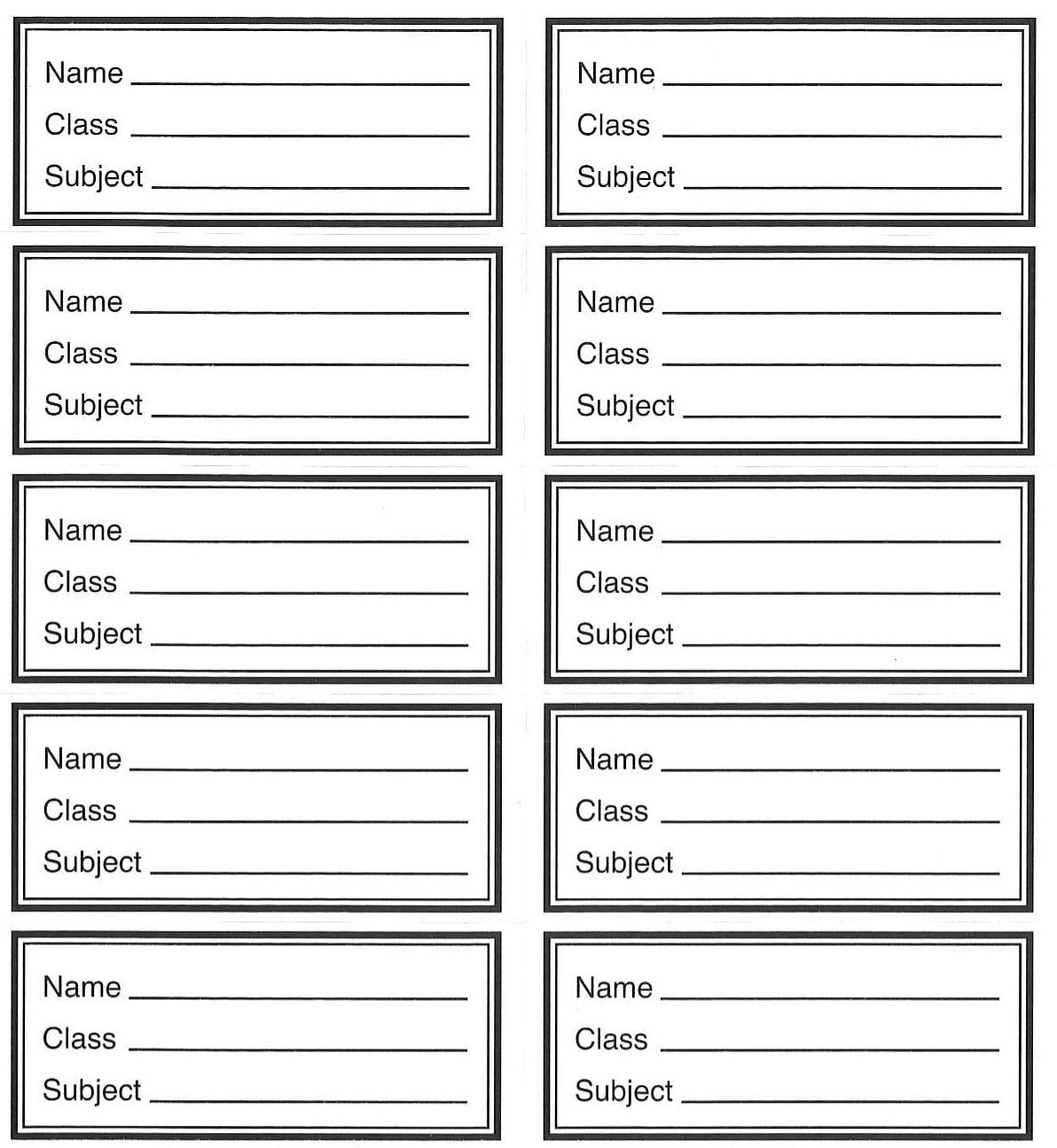 Sheet X10 Labels