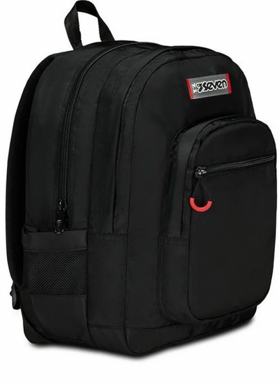 Seven Freethink Jet Black Backpack -  2 Large Pockets fit A4