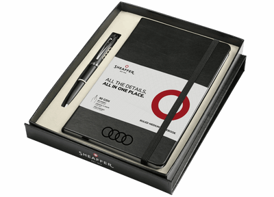 Sheaffer 100 Ballpoint Pen and Notebook Gift Set, Bright Chrome