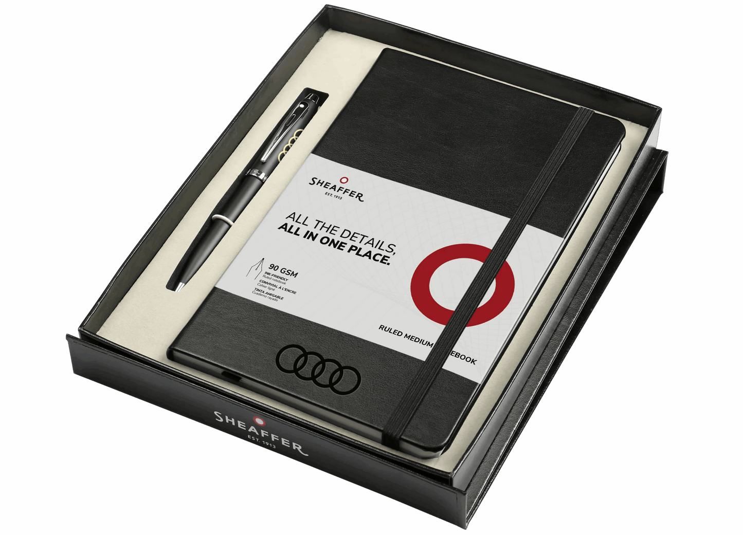 Sheaffer 100 Ballpoint Pen and Notebook Gift Set, Bright Chrome
