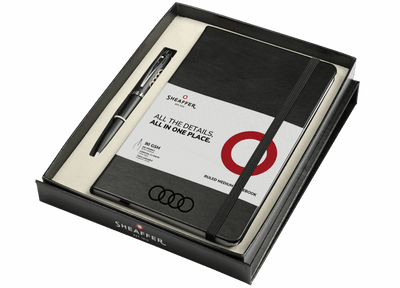 Sheaffer 100 Ballpoint Pen and Notebook Gift Set, Bright Chrome