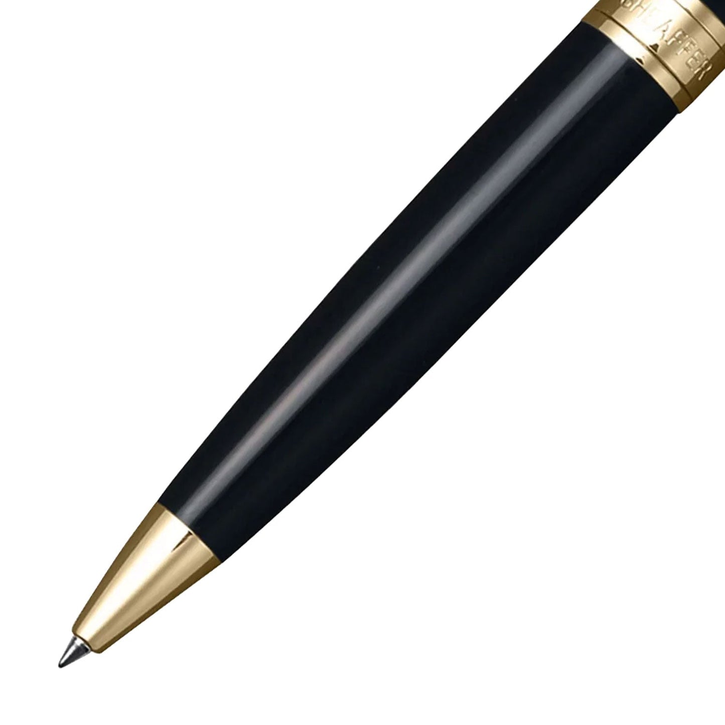 Sheaffer 300 G9325 Ballpoint Pen with Gold Plated Table Clock Gift Set, Glossy Black with Gold Tone Trims