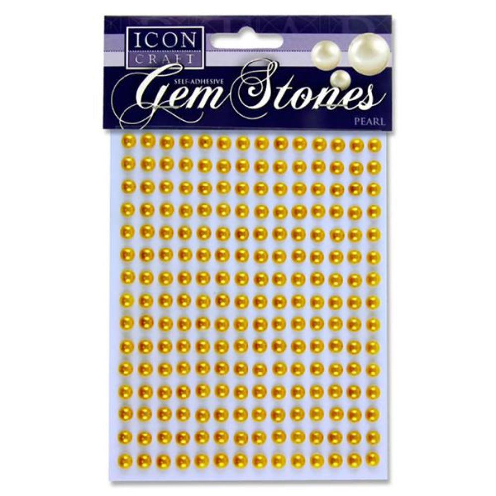 Pearl Gold Self Adhesive 6Mm Gem Stones X 210Pcs