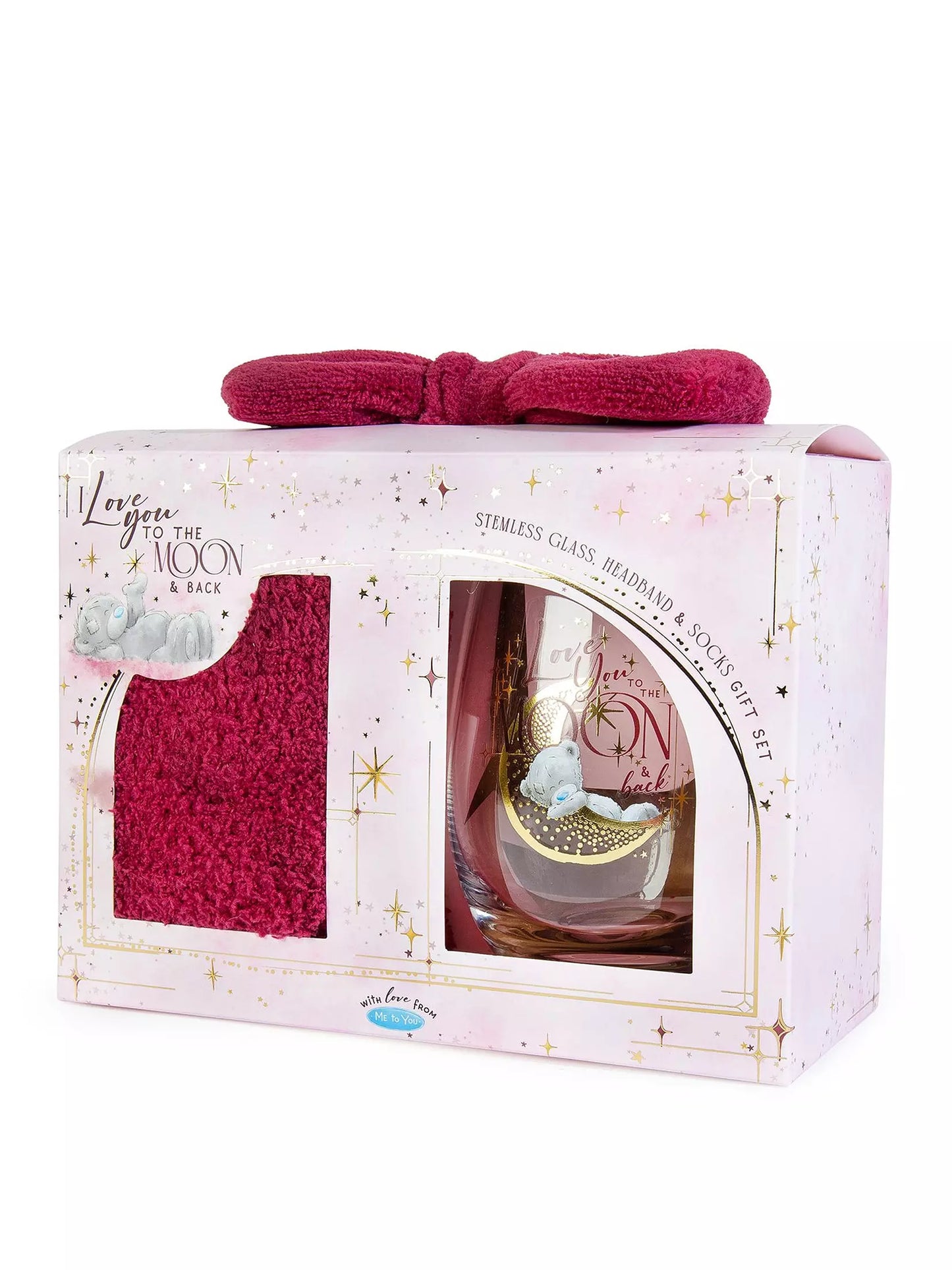 Stemless glass Headband & Socks gift set