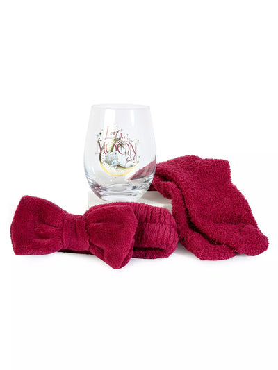 Stemless glass Headband & Socks gift set