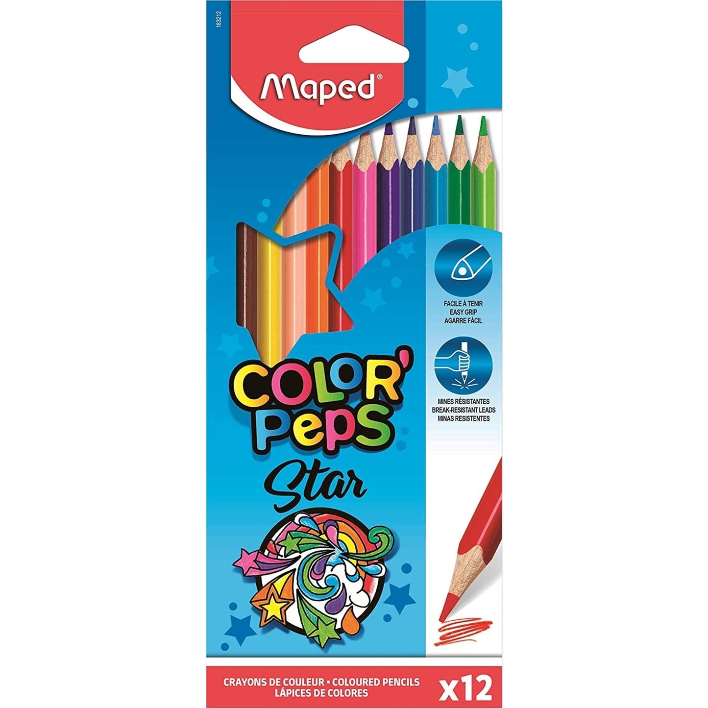 Coloured Pencils With Shatterproof Box X12 Colour Peps
