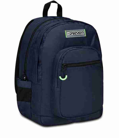 Seven – Plain Blue  2 Zip School Bag Fit A4