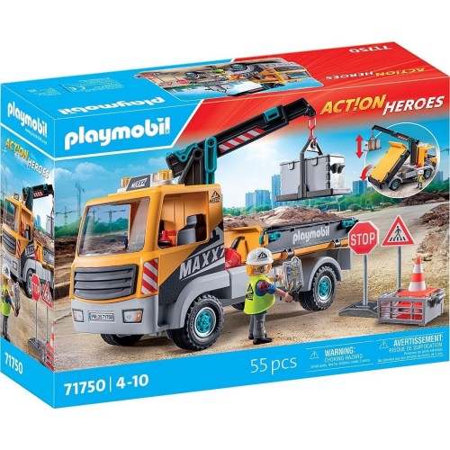 Playmobil Action Heroes Construction Truck With Crane - 71750