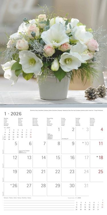 Alpha Edition Lovely flowers 2026 Calendar 30x30cm