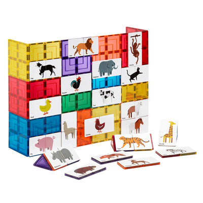 Learn and Grow Magnetic Tile Topper - Animal Duo Puzzle x40 Pcs