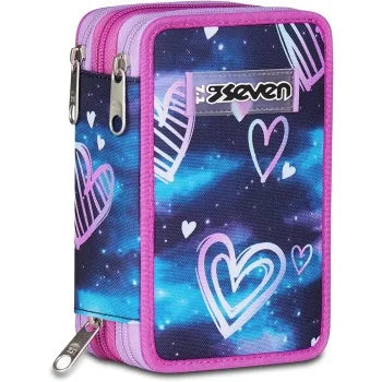 SEVEN GLOOMY HEART Filled 3 zip pencil case