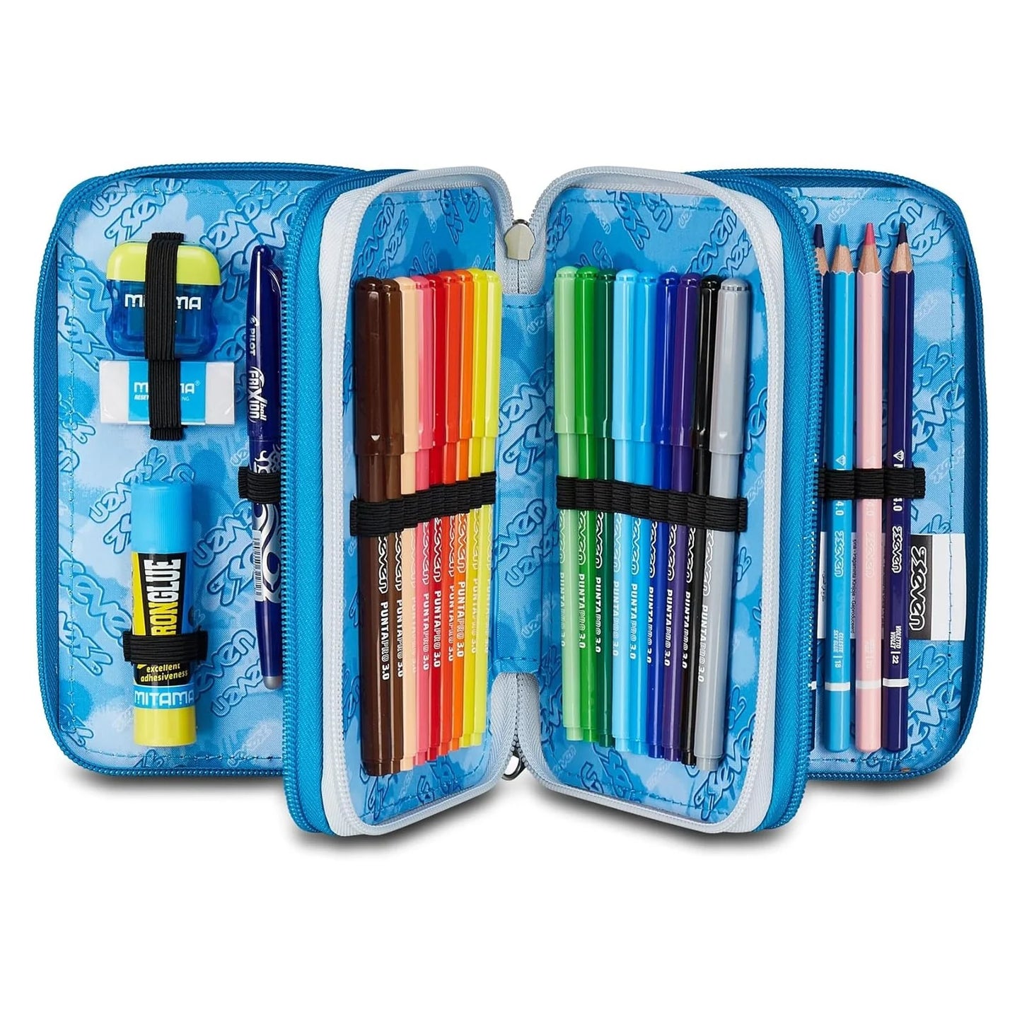 SEVEN QUICK GRAFFITI BOY Filled 3 zip pencil case