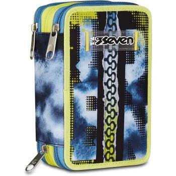 SEVEN SHADY DYE BOY Filled 3 zip pencil case