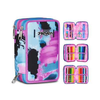SEVEN QUICK GRAFFITI GIRL Filled 3 zip pencil case