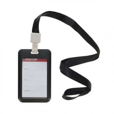 Slide Id Card Holder Black Lanyard - Vertical 