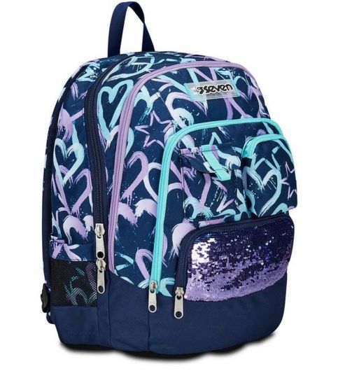 Seven – Crystal Purple 2 Zip School Bag Fit A4