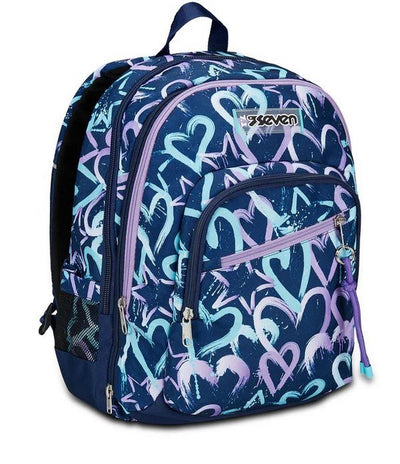 Seven – Crystal Purple 2 Zip School Bag Fit A4 - 2 Bags In 1