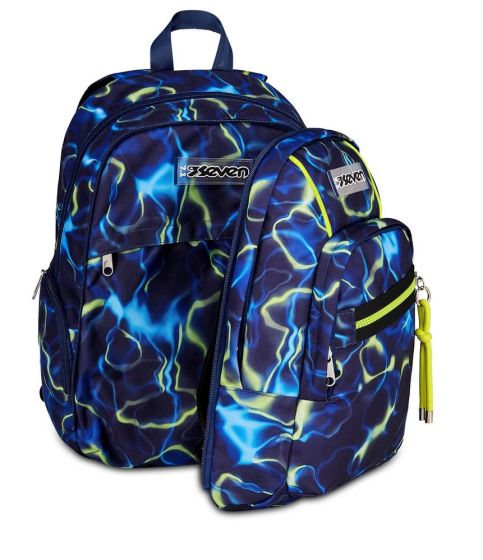 Seven Dual Detach Electricvibe Boy School Backpack - 2 large compartments fit A4 - 2 bags in 1