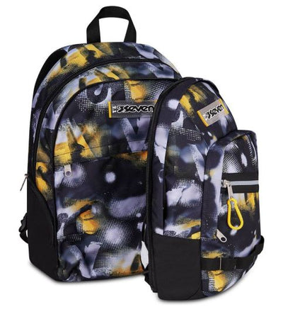 Seven Dual Detach Golden Paint School Backpack - 2 large compartments fit A4 - 2 bags in 1