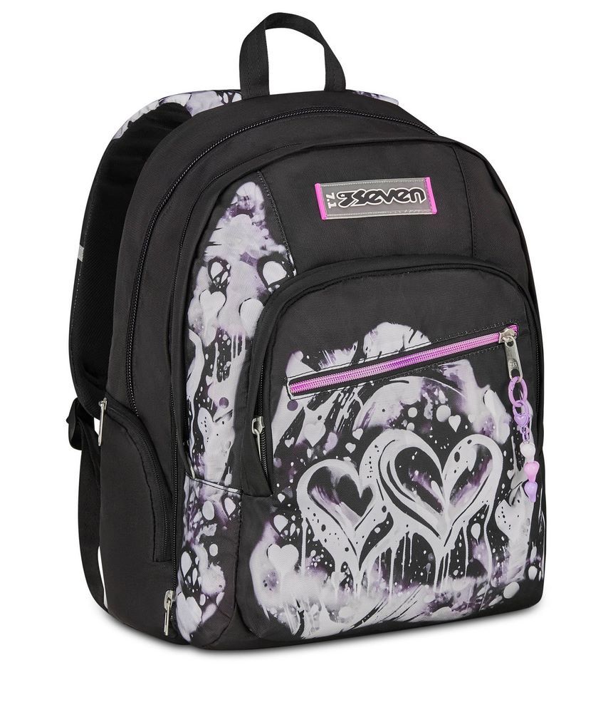 Seven Dual Detach Plumpy Line Girl Backpack - 2 large compartments fit A4 - 2 bags in 1
