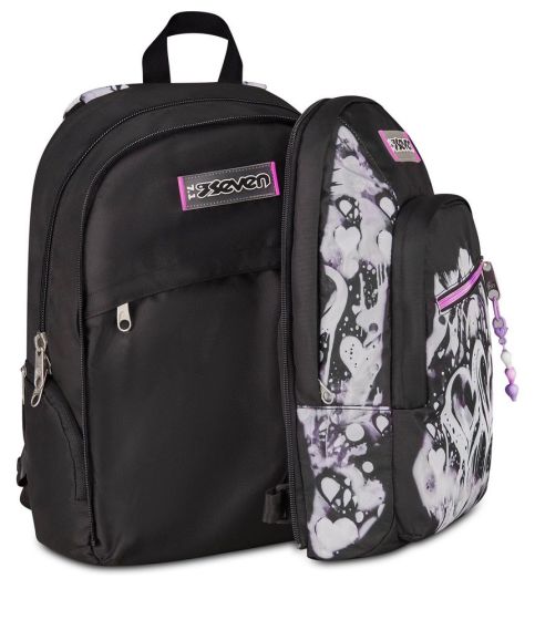 Seven Dual Detach Plumpy Line Girl Backpack - 2 large compartments fit A4 - 2 bags in 1