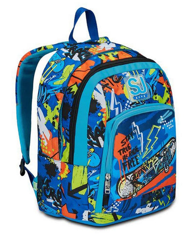 Seven Sj Gang Trickyled Boy School Bag 2 Zip Fit A4