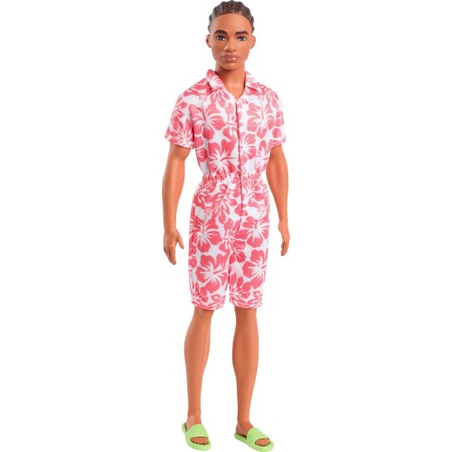 Barbie Fashionistas Ken Doll #235 Braided Brown Hair Hawaiian Jumpsuit