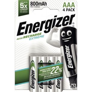 Energizer Extreme AAA Ni-MH Rechargeable Batteries 800mAh x4 in a Pack