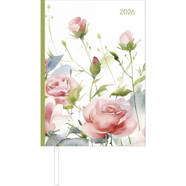 Alpha Edition Diary A5 2026 Style Roses  - 1 day a page saturday and sunday half page