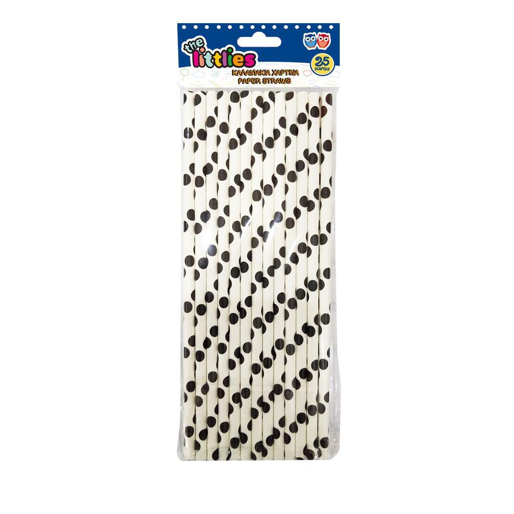 Paper Straws 25Pcs Black Dots