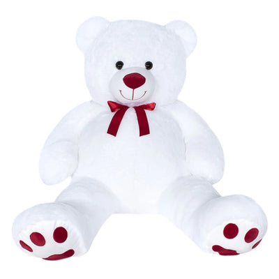 WHITE Teddy Bear With RED Bow 150Cm Standing