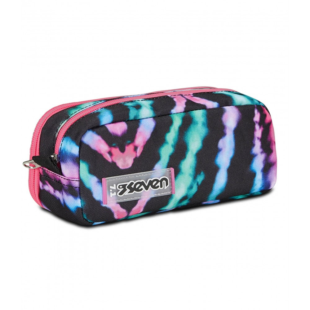 Seven 2 Zip Pencil Case Multi Shade Girl