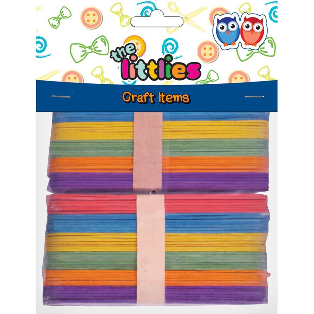 Wooden Coloured Jumbo Sticks 150Mm - 80Pcs