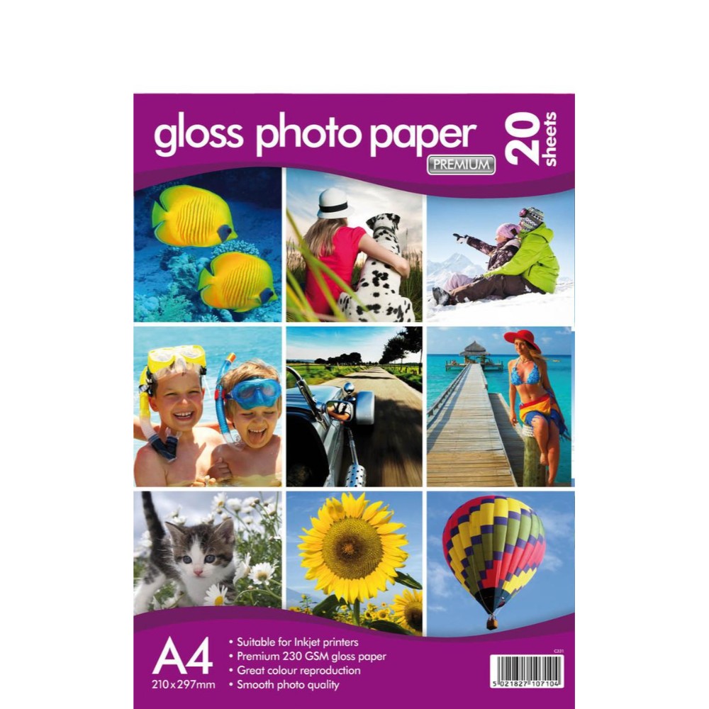 Gloss Photo Paper 230Gsm - A4 X20 Sheets