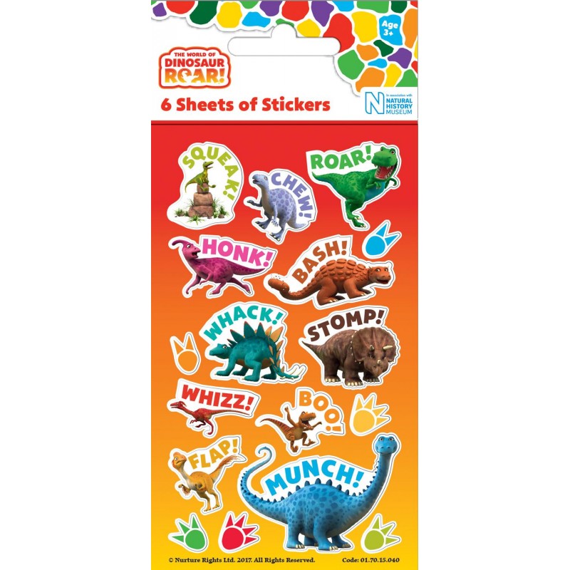 Dinosaur Roar Party Pack Stickers X 6 Sheets