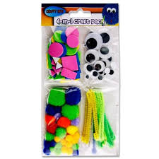 Craft pack - foam shapes - google eyes - pom poms - pipe cleaners