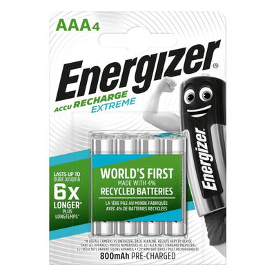 Energizer Extreme AAA Ni-MH Rechargeable Batteries 800mAh x4 in a Pack
