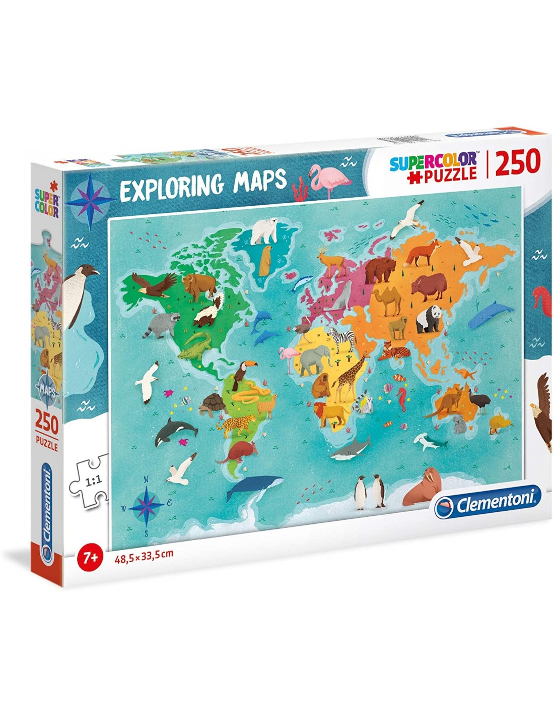 Puzzle 250 Mappe Geo Mondo/Animali