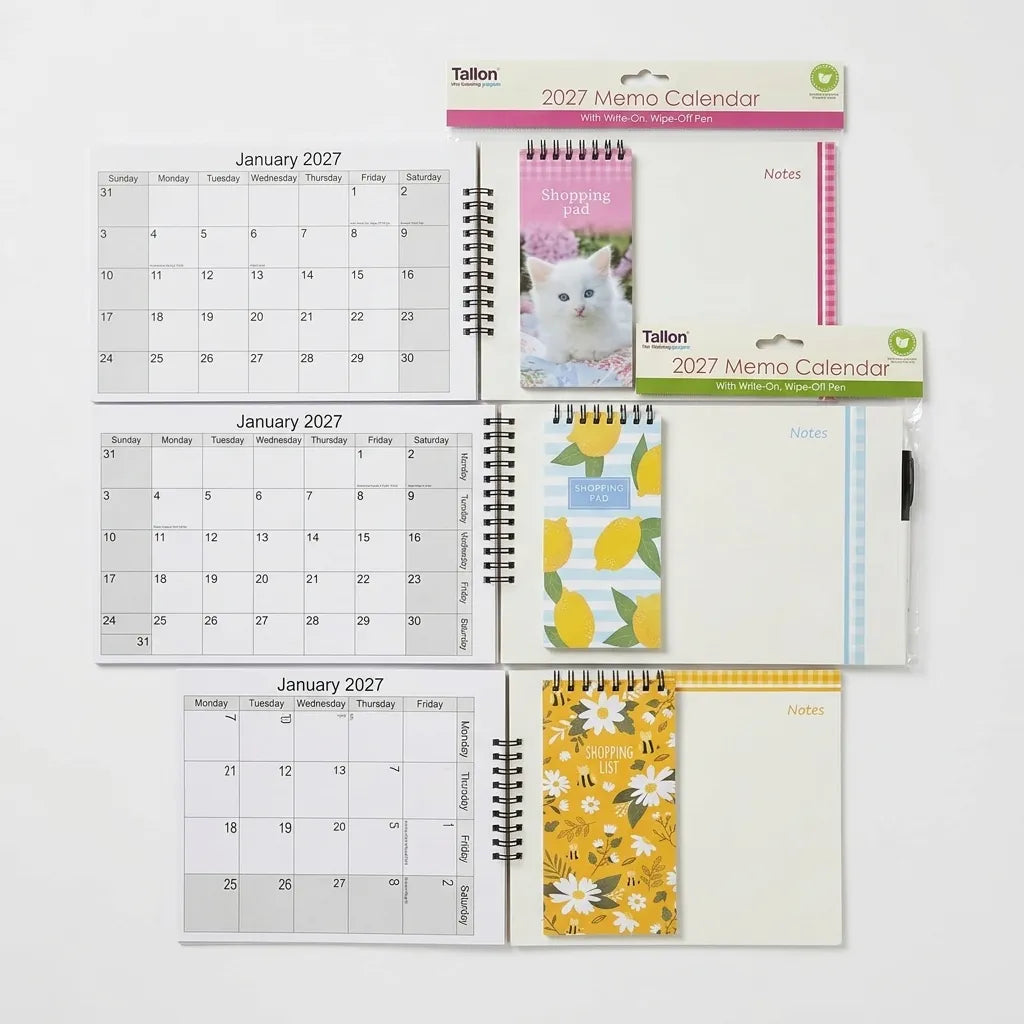 2027 Memo Calendar with Write-On, Wipe-Off Pen