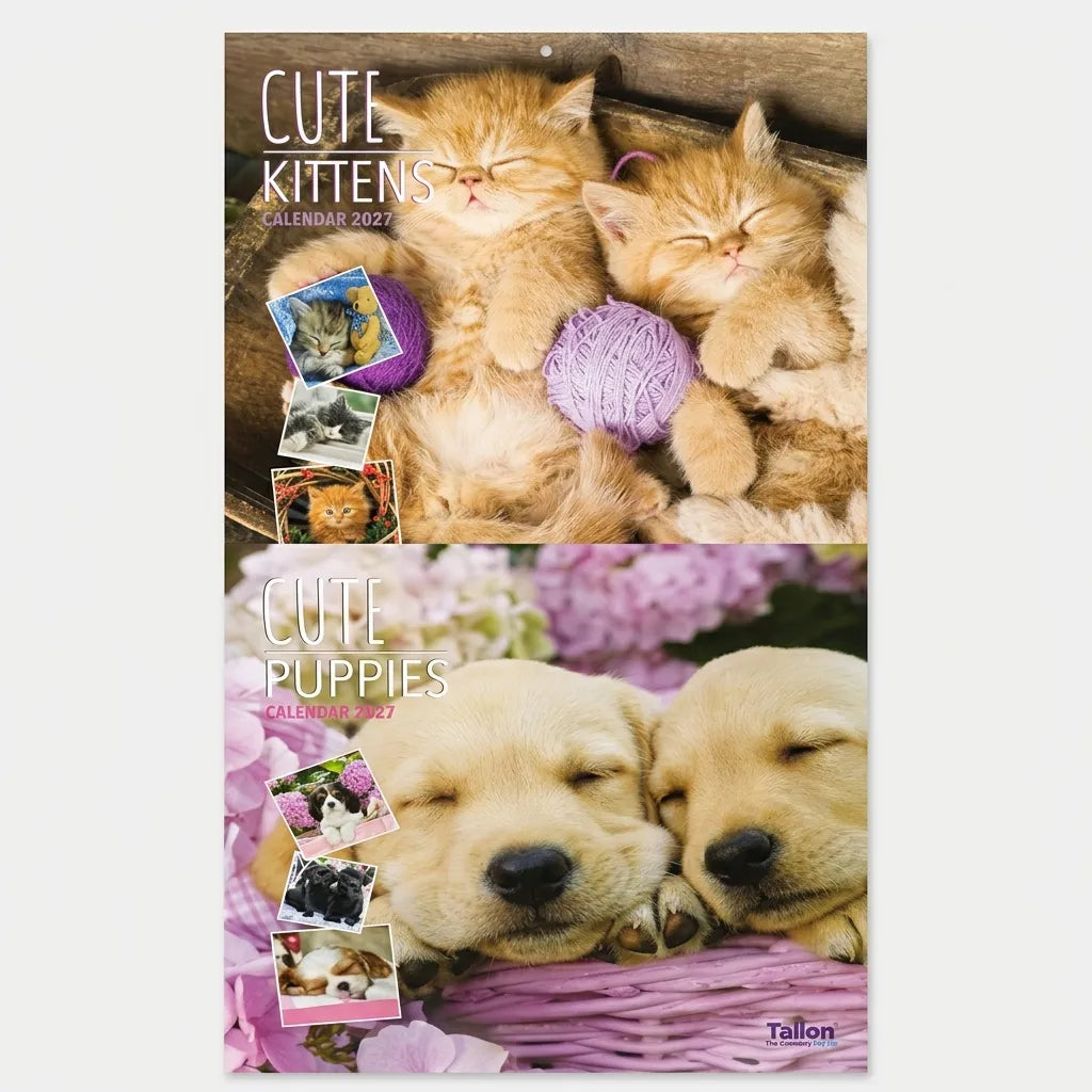 Cute Kittens or cute Puppies Square Calendar 2027