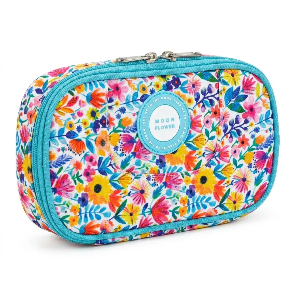 Garden Teen Moonflower Double Pouch - 2 zip pencil case