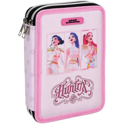 K Pop Demon Hunters Pink Stars Filled Pencil Case - 2 Compartments
