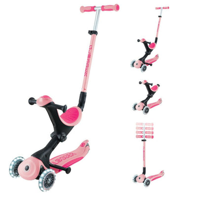 Globber Go-Up Deluxe Lights Evolutive Scooter - Pastel Pink